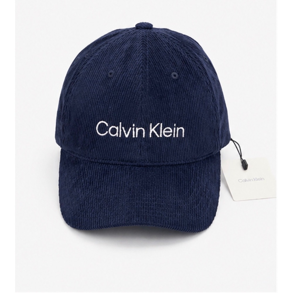New Calvin Klein Navy Blue‎ Corduroy Baseball Cap Hat Classic embroidered logo